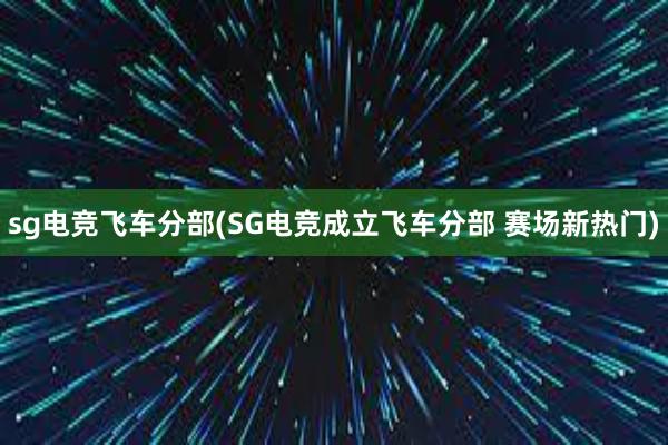 sg电竞飞车分部(SG电竞成立飞车分部 赛场新热门)