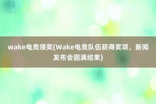 wake电竞领奖(Wake电竞队伍获得奖项，新闻发布会圆满结束)