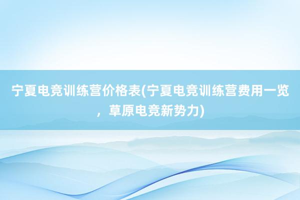 宁夏电竞训练营价格表(宁夏电竞训练营费用一览，草原电竞新势力)