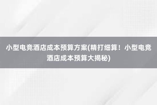 小型电竞酒店成本预算方案(精打细算！小型电竞酒店成本预算大揭秘)