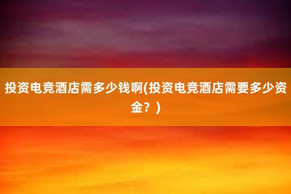 投资电竞酒店需多少钱啊(投资电竞酒店需要多少资金？)