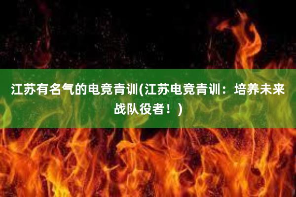 江苏有名气的电竞青训(江苏电竞青训：培养未来战队役者！)