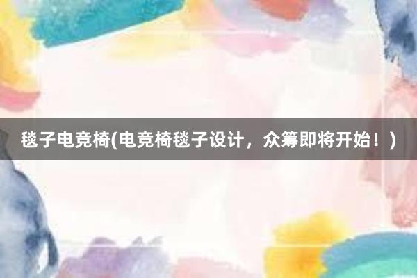 毯子电竞椅(电竞椅毯子设计，众筹即将开始！)