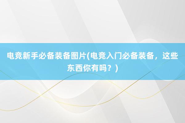 电竞新手必备装备图片(电竞入门必备装备，这些东西你有吗？)