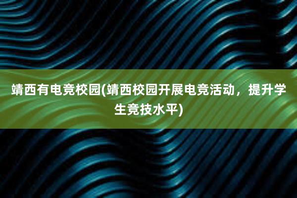 靖西有电竞校园(靖西校园开展电竞活动，提升学生竞技水平)