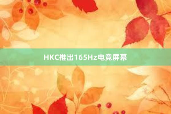 HKC推出165Hz电竞屏幕