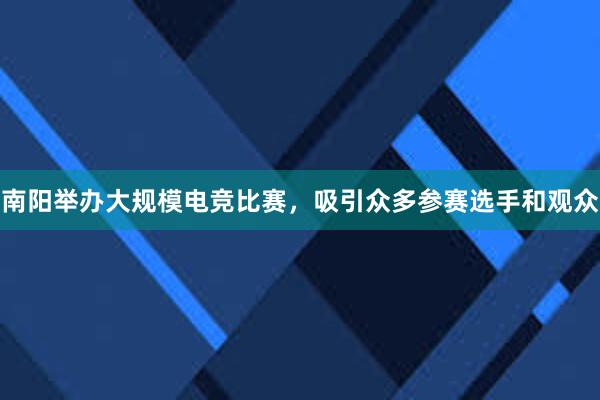 南阳举办大规模电竞比赛，吸引众多参赛选手和观众