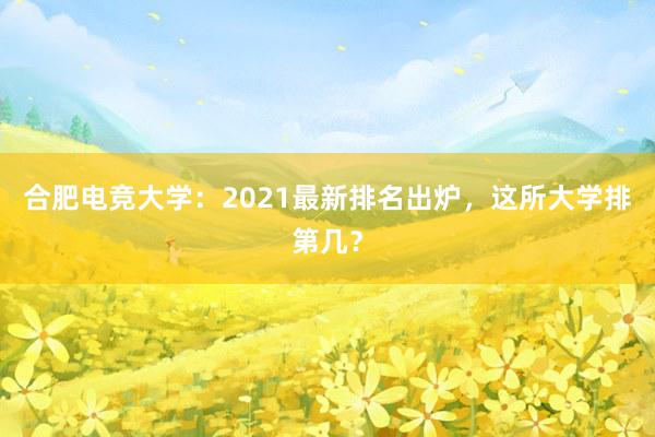 合肥电竞大学：2021最新排名出炉，这所大学排第几？