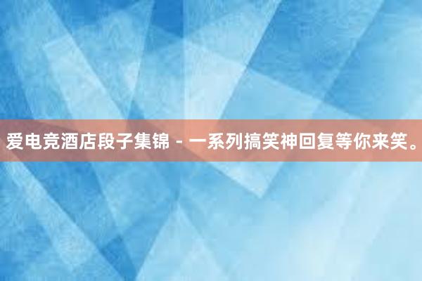 爱电竞酒店段子集锦 - 一系列搞笑神回复等你来笑。