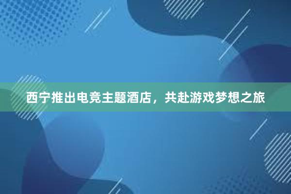 西宁推出电竞主题酒店，共赴游戏梦想之旅