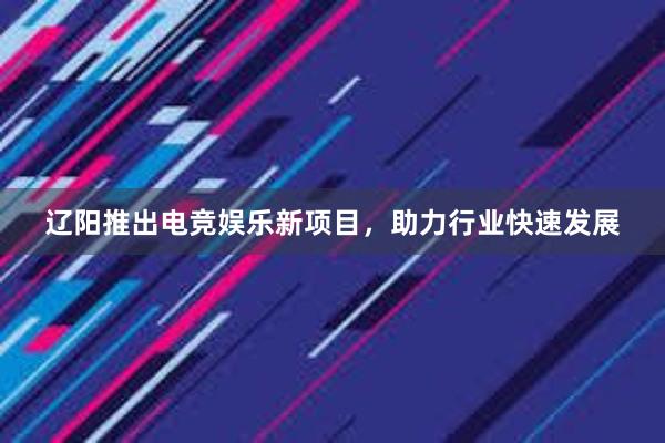 辽阳推出电竞娱乐新项目，助力行业快速发展